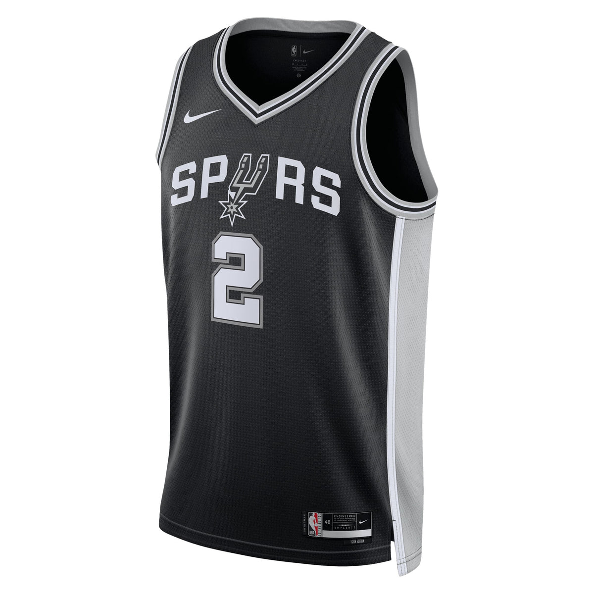 San Antonio Spurs Nike Icon Edition Swingman Jersey NBA 2025 First Round Draft Pick - Black - Dylan Harper - Unisex